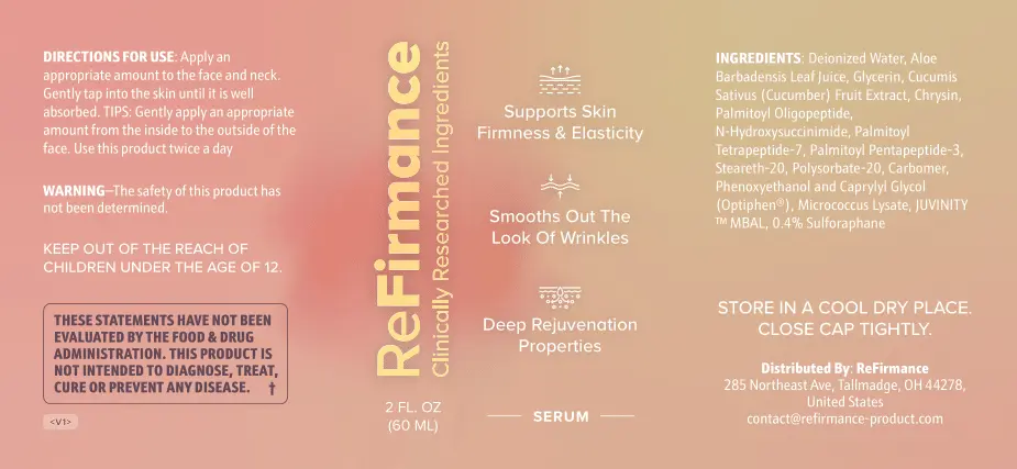 ReFirmance Supplement facts